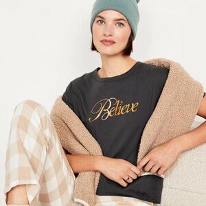 Believe Holiday Graphic tee Cotton T-Shirt for Women NWT